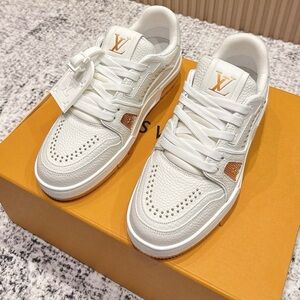 Louis Vuitton White and Orange Sneakers
